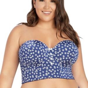Dolly Longline Strapless Bustier - Blue Daisy